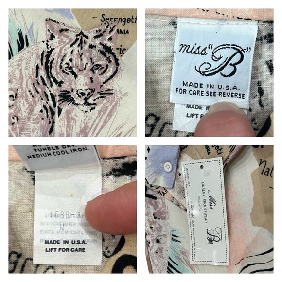 NWT Vintage 1990s Safari Big Cat Graphic Print Button Down Shirt / Oversized - - Picture 4 of 5